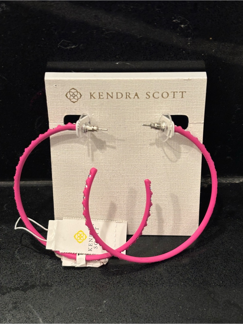 Kendra Scott Hot Pink Textured Hoop Earrings